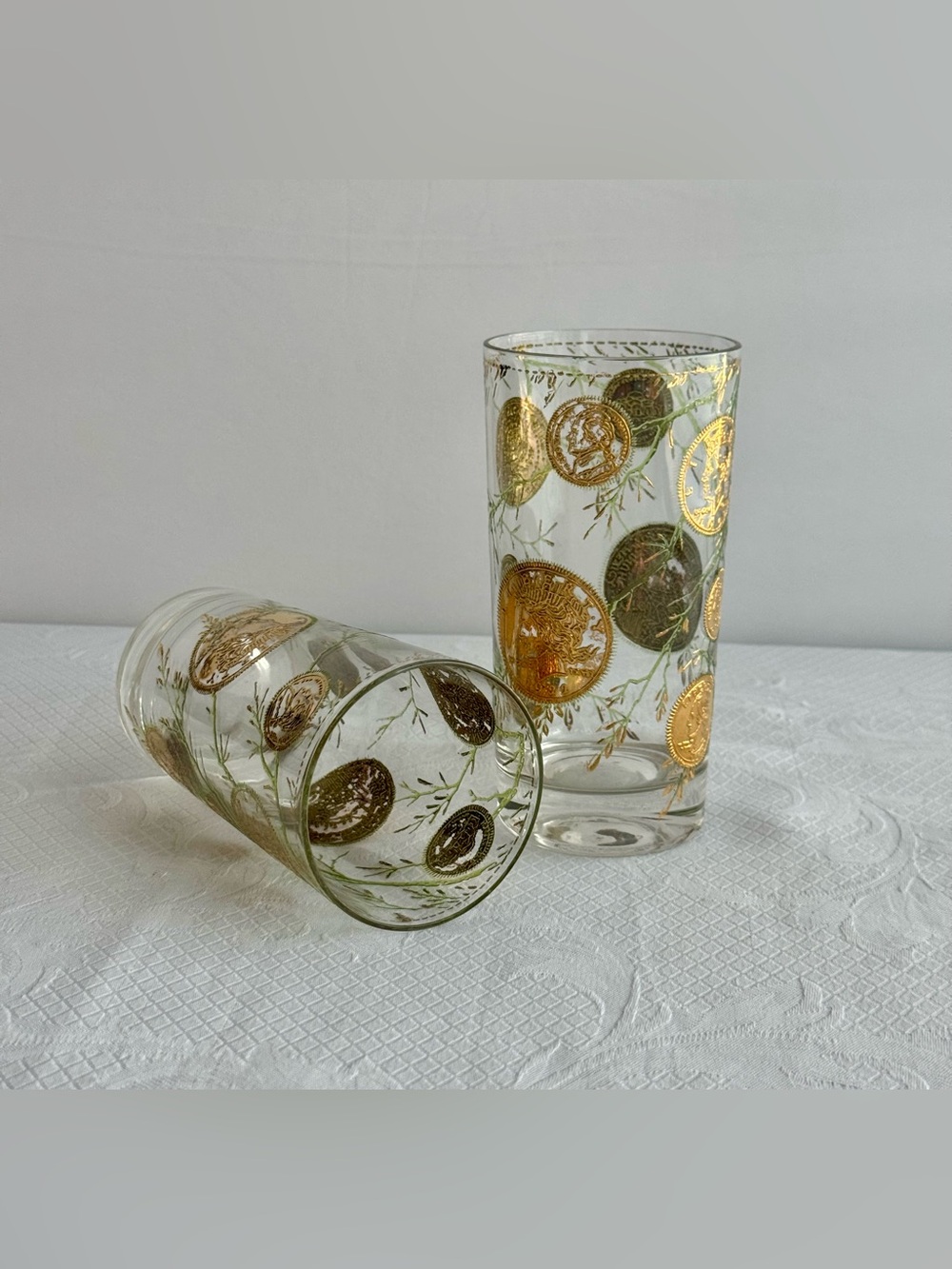 Vintage Culver Midas 22K Gold Coin Highball Glasses (Set of 2) Barware - Picture 9 of 15